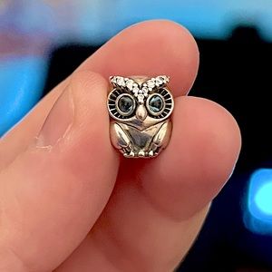 Authentic Pandora Silver Sparkling Owl Charm (2019 Autumn Collection)
